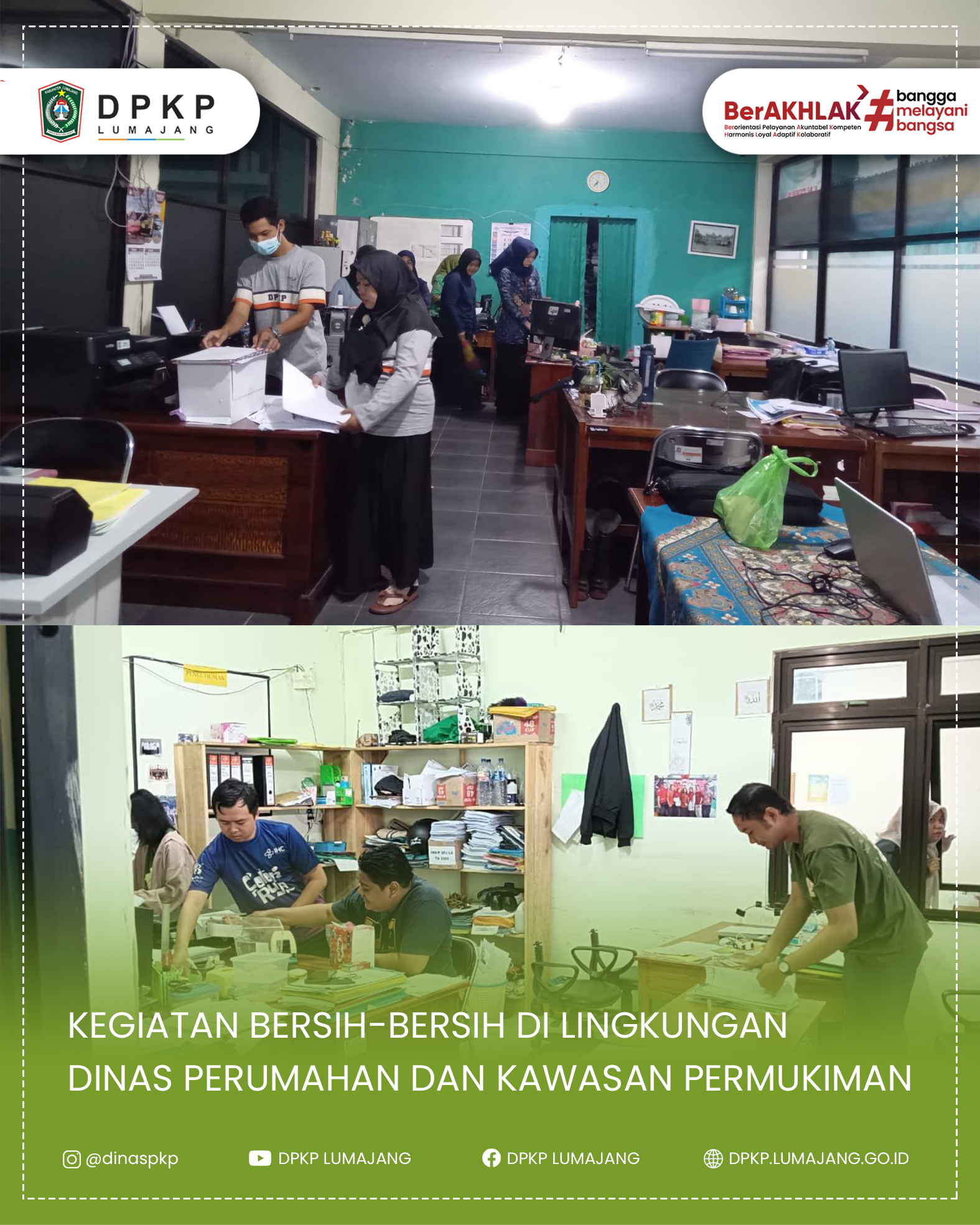 Dinas Perumahan dan Kawasan Permukiman Kabupaten Lumajang melaksanakan kegiatan kerja bakti bersama di lingkungan kantor