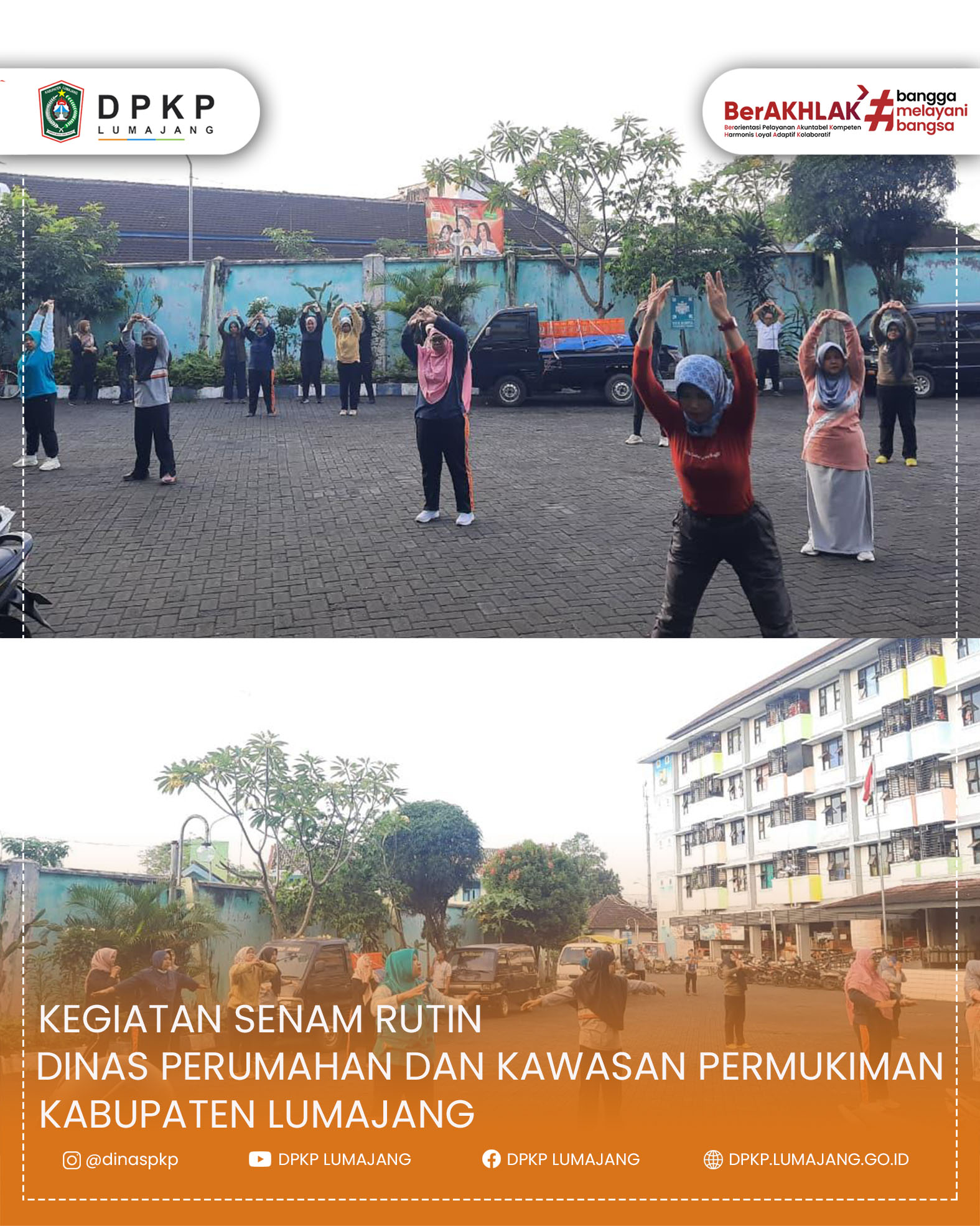 Dinas Perumahan dan Kawasan Permukiman menyelenggarakan kegiatan senam rutin di halaman Rusunawa