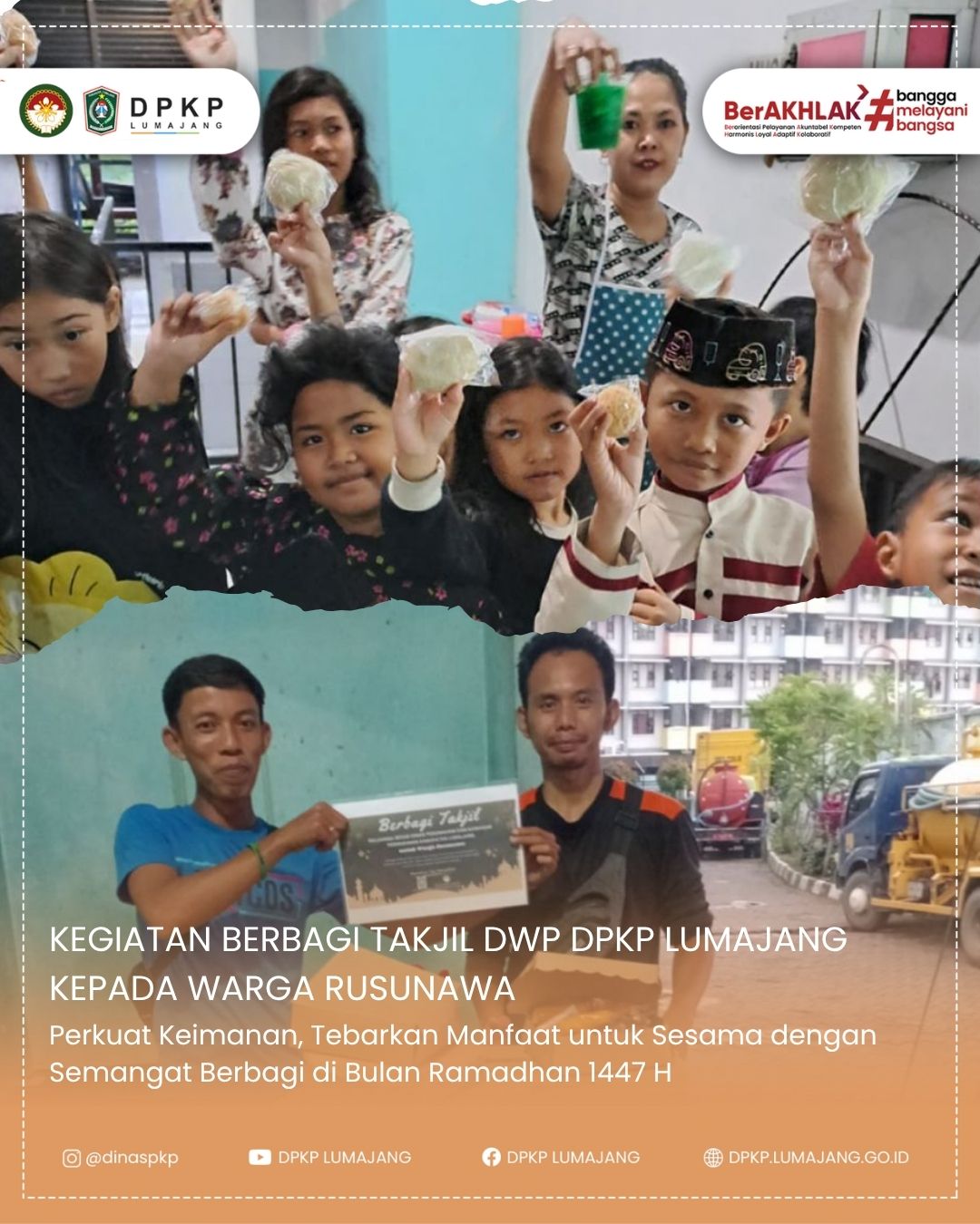 Dengan Semangat Berbagi di Bulan Suci. Dharma Wanita Persatuan (DWP) Dinas Perumahan dan Kawasan Permukiman mengadakan Kegiatan Berbagi Takjil untuk Warga Rusunawa