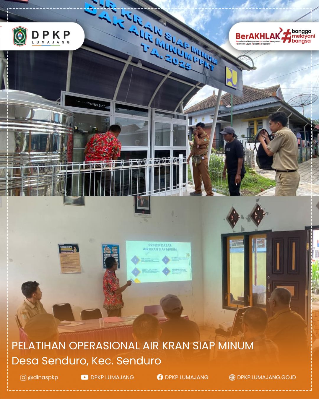Pelatihan Operasional Air Kran Siap Minum (Arsinum) bertemppat di Desa Senduro, Kecamatan Senduro, Kabupaten Lumajang