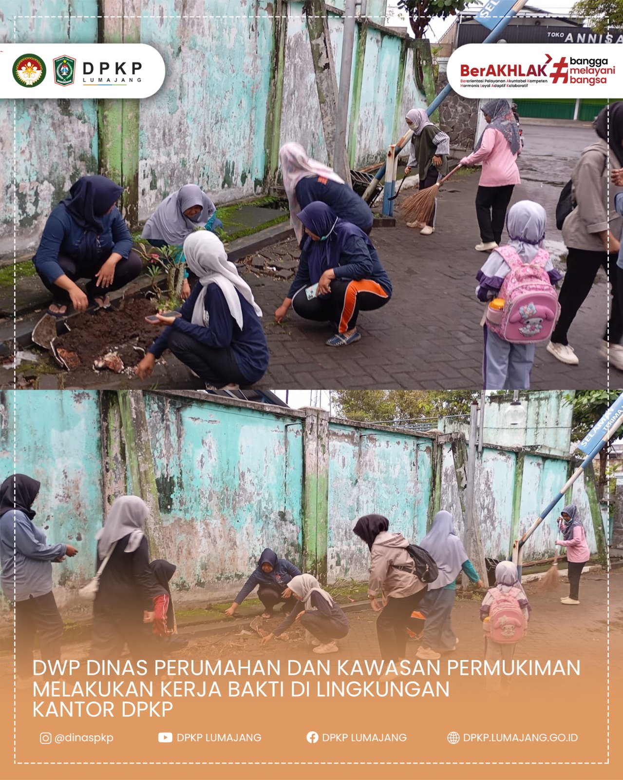 Dharma Wanita Persatuan (DWP) Dinas Perumahan dan Kawasan Permukiman turut melakukan kegiatan Kerja Bakti di Lingkungan Kantor DPKP dan Rusunawa